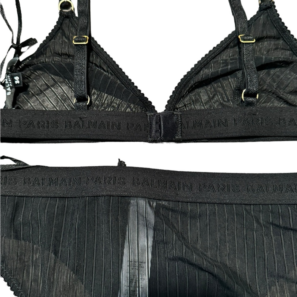 BALMAIN***Black Tulle Bra & Underwear Logo SET***$485 - Picture 5 of 6